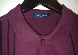 Polo Fred Perry Granate Rayas Negras Slim SE