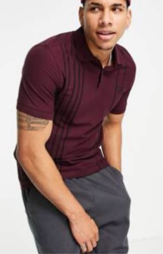 Polo Fred Perry Granate Rayas Negras Slim SE