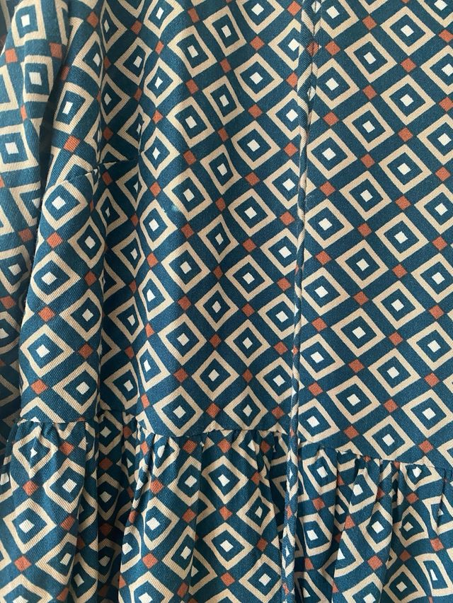 Vestido estampado rombos verde y multicolor