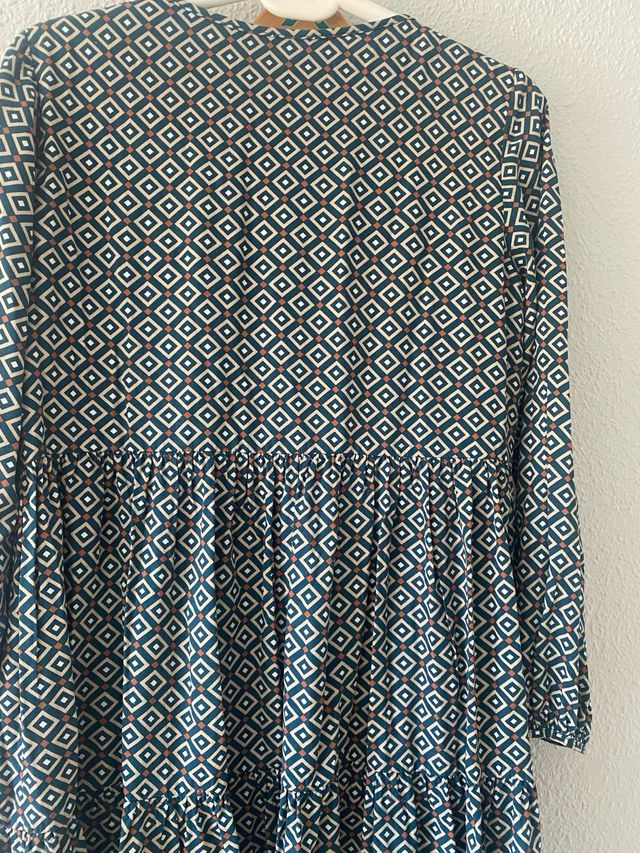 Vestido estampado rombos verde y multicolor