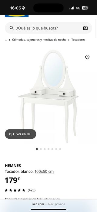 Tocador HEMNES blanco 100x50 cm