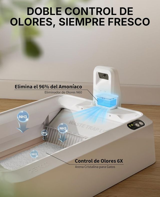 RENERO GATOS AUTOLIMPIABLE IA CÁMARA ELIMINA OLOR