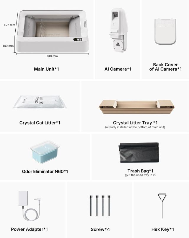 RENERO GATOS AUTOLIMPIABLE IA CÁMARA ELIMINA OLOR