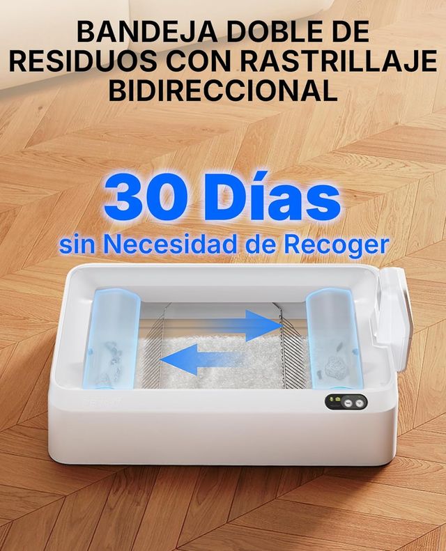 RENERO GATOS AUTOLIMPIABLE IA CÁMARA ELIMINA OLOR
