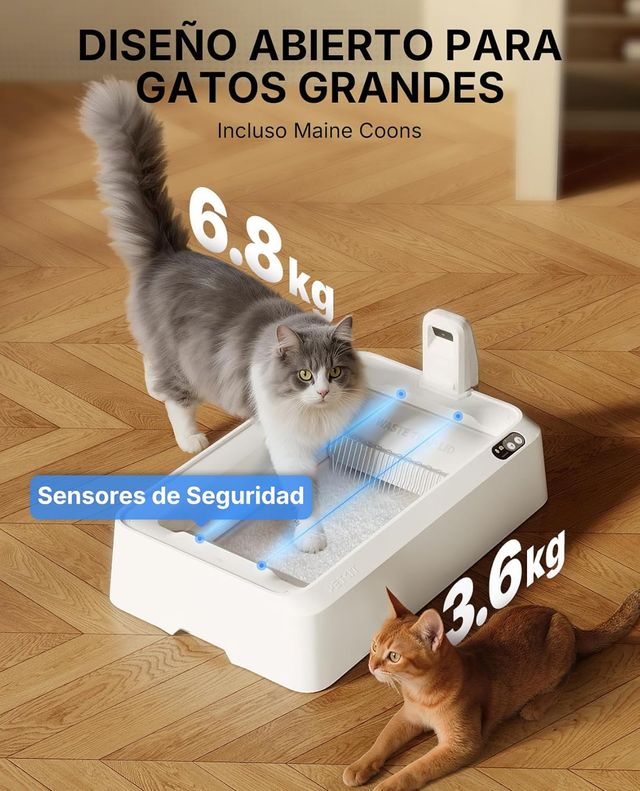 RENERO GATOS AUTOLIMPIABLE IA CÁMARA ELIMINA OLOR