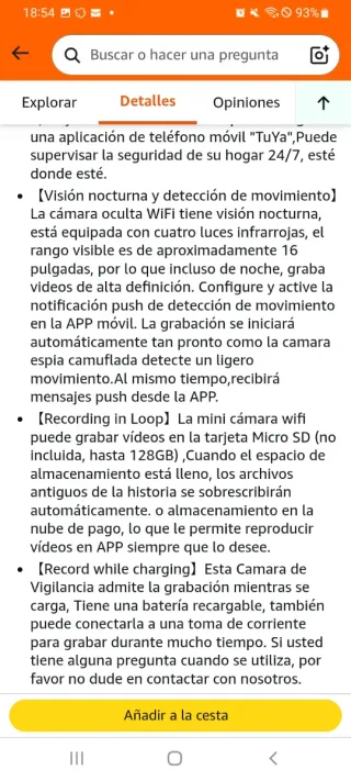 Cámara oculta tipo detector de humo