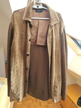 Chaqueta ante y lana de hombre