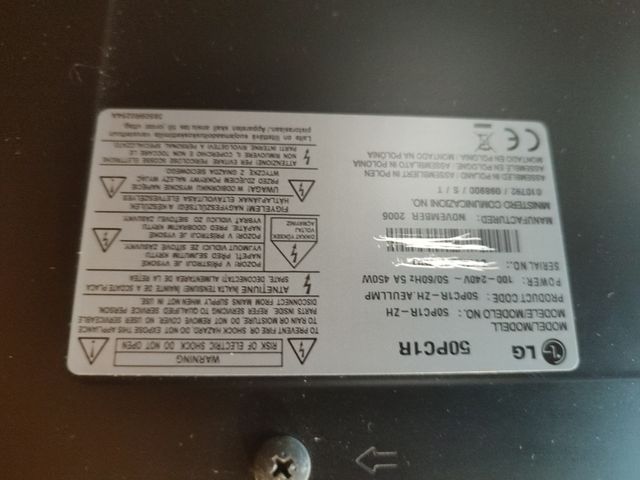 TV Plasma LG 50 Negra y Plateada