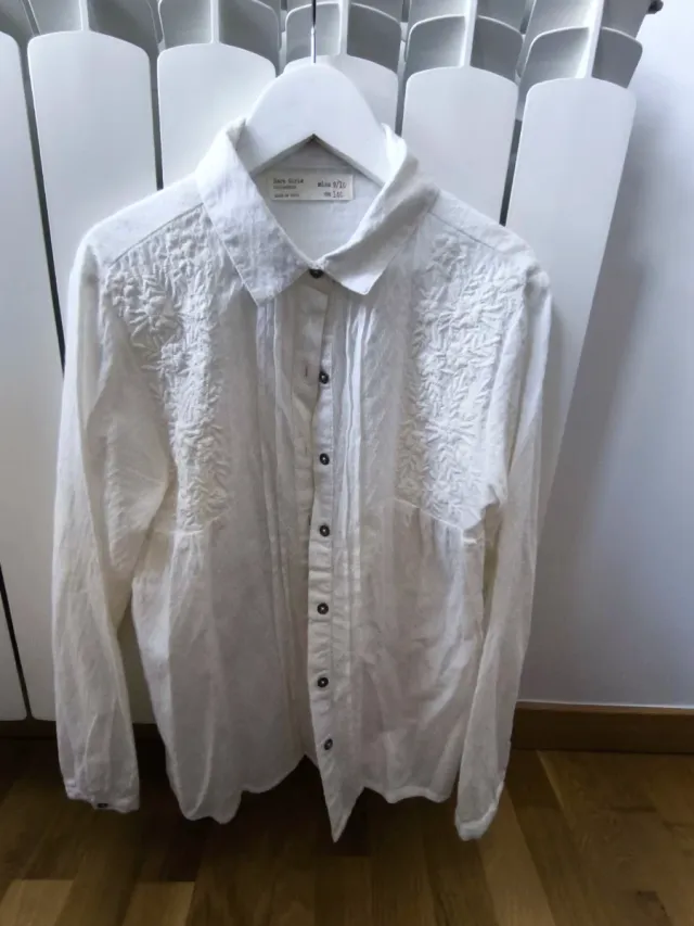 Blusa Zara Niña Talla 9/10 Años Blanca Bordada