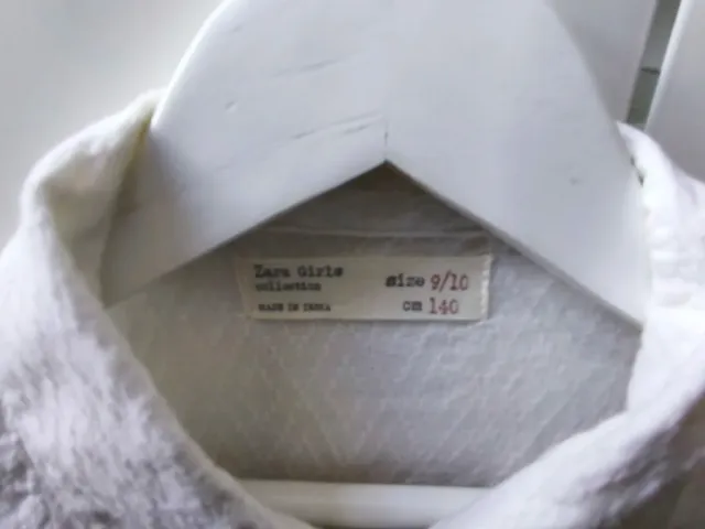 Blusa Zara Niña Talla 9/10 Años Blanca Bordada