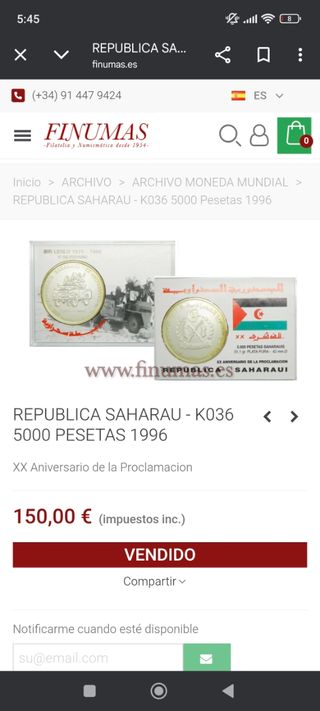 Moneda de Bir Lehlu 1976-1996 (Escucho ofertas)
