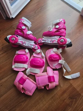 Patines rosas para niña con protecciones