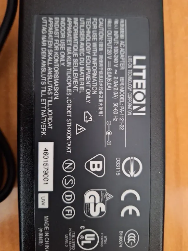 Cargador para portátil, Liteon PA-1121-22 20V 6A