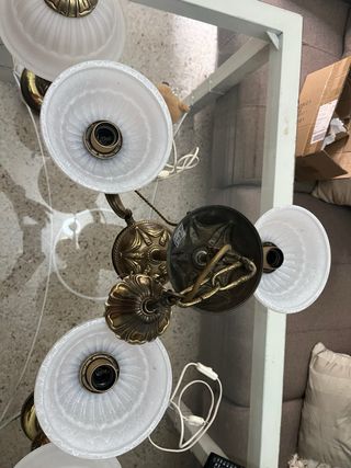 Lámpara de techo 3 brazos + 2 mesilla-Bronce