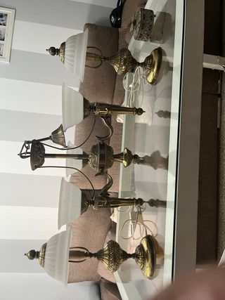 Lámpara de techo 3 brazos + 2 mesilla-Bronce