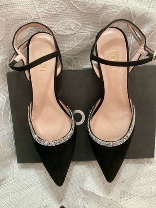 Zapatos Fiesta Lodi Negros Tacón Alto