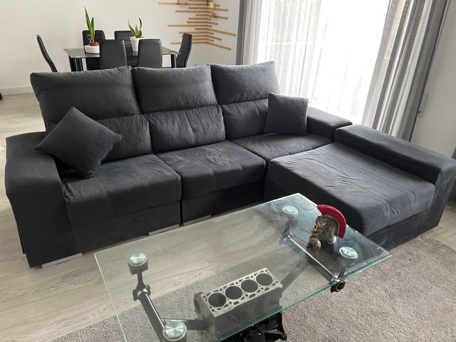 Sofá modular gris tela