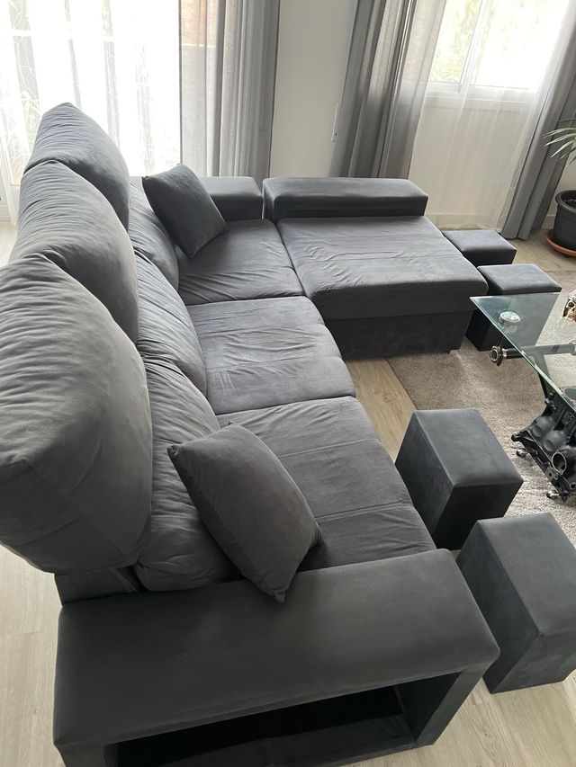 Sofá modular gris tela