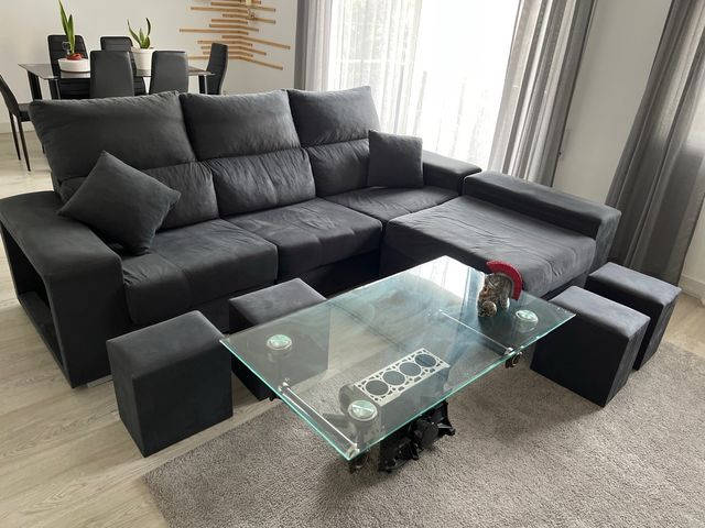 Sofá modular gris tela