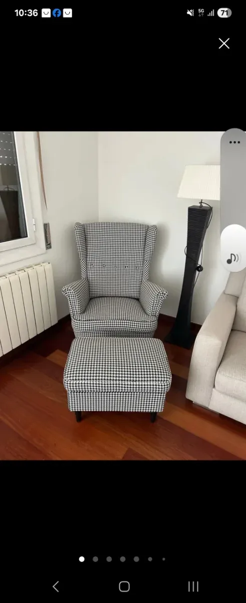 Sillón y reposapiés estampado