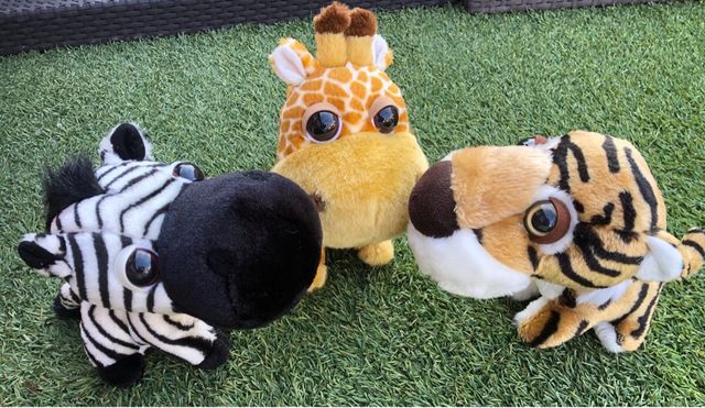 Peluches Big Headz Jirafa, Tigre y Cebra