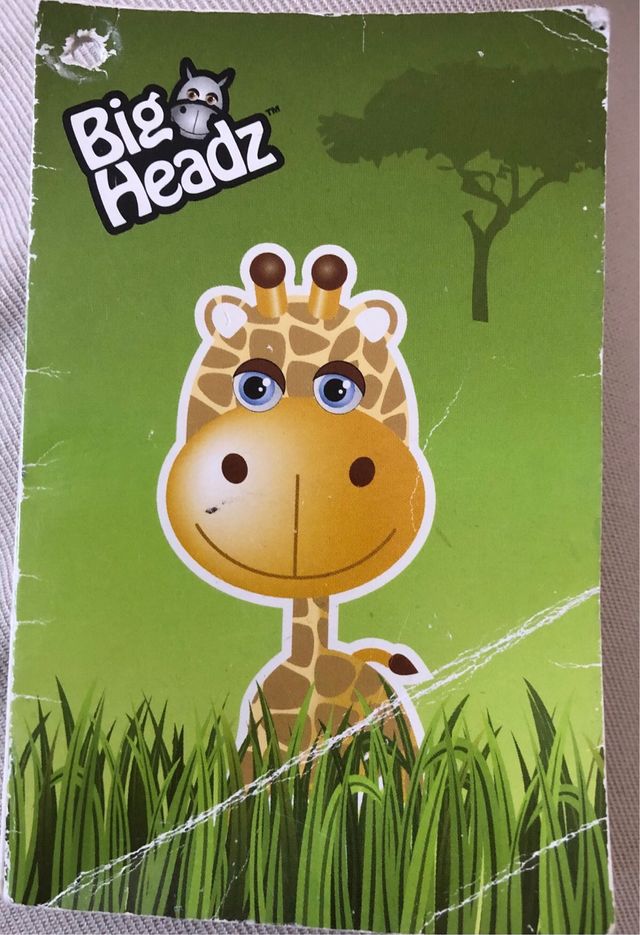 Peluches Big Headz Jirafa, Tigre y Cebra
