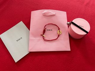 Pulsera Tous Cordón Rojo y Vermeil