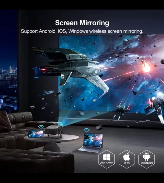 Proyector LED Android Smart TV Blanco