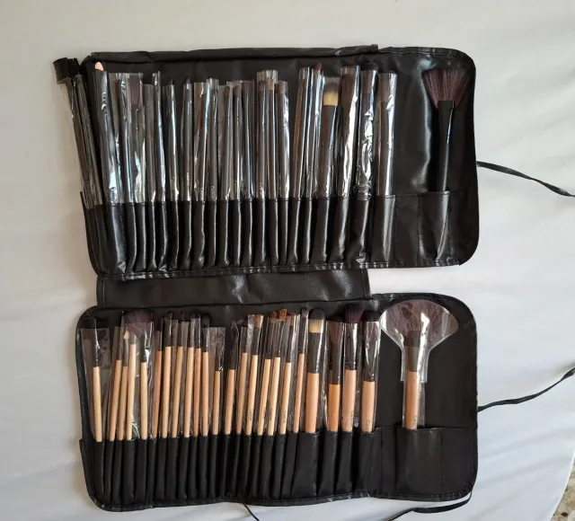 Kit de brochas de maquillaje negro y marrón