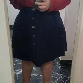 Gonna blu navy con bottoni