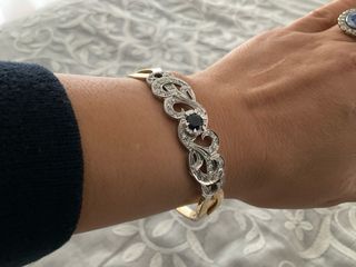 Esclava rígida oro 18k diamantes y zafiro