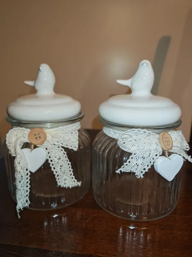 Coppia Barattoli Porta Spezie Decorati