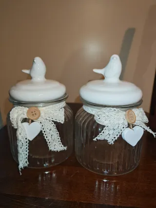 Coppia Barattoli Porta Spezie Decorati