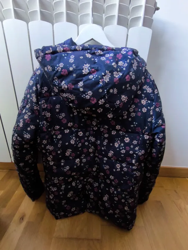 Abrigo niña floreado azul marino T.13/14