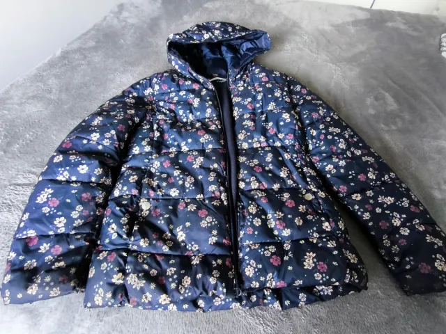 Abrigo niña floreado azul marino T.13/14