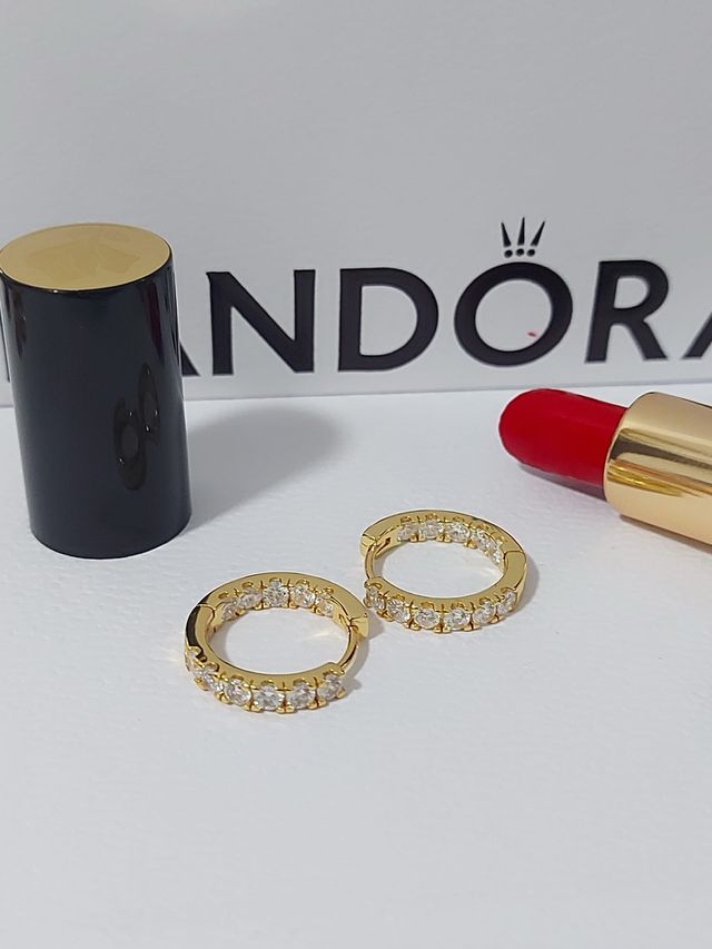 Pendientes Aro Pandora Dorados con Circonitas