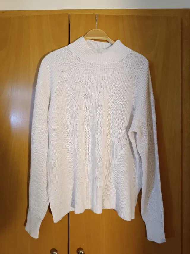 Jersey blanco cuello alto mujer talla única