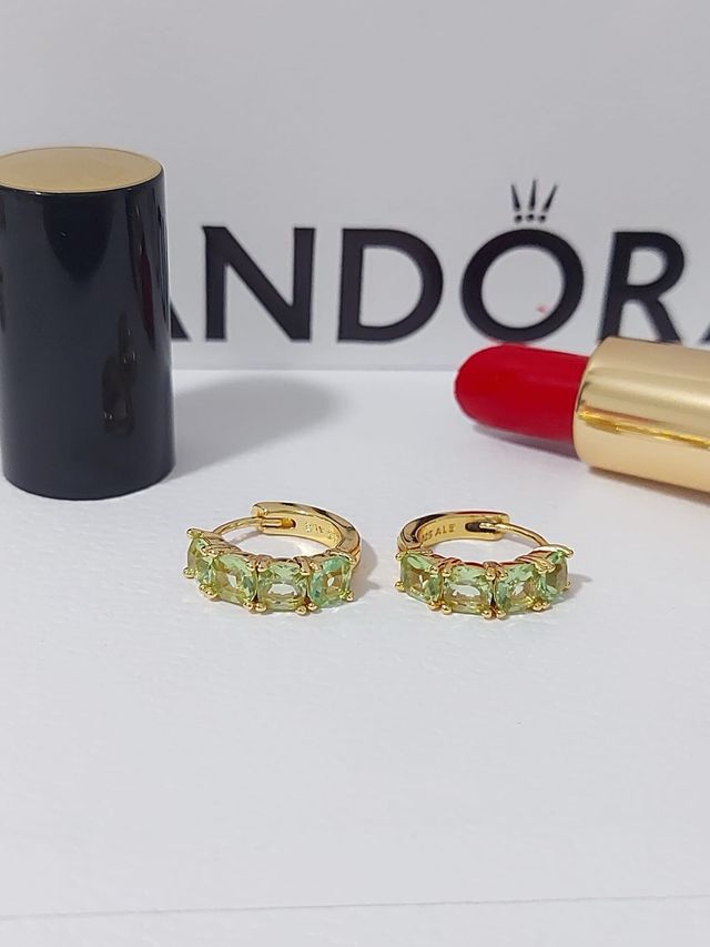 Pendientes Pandora Aro dorado Verde