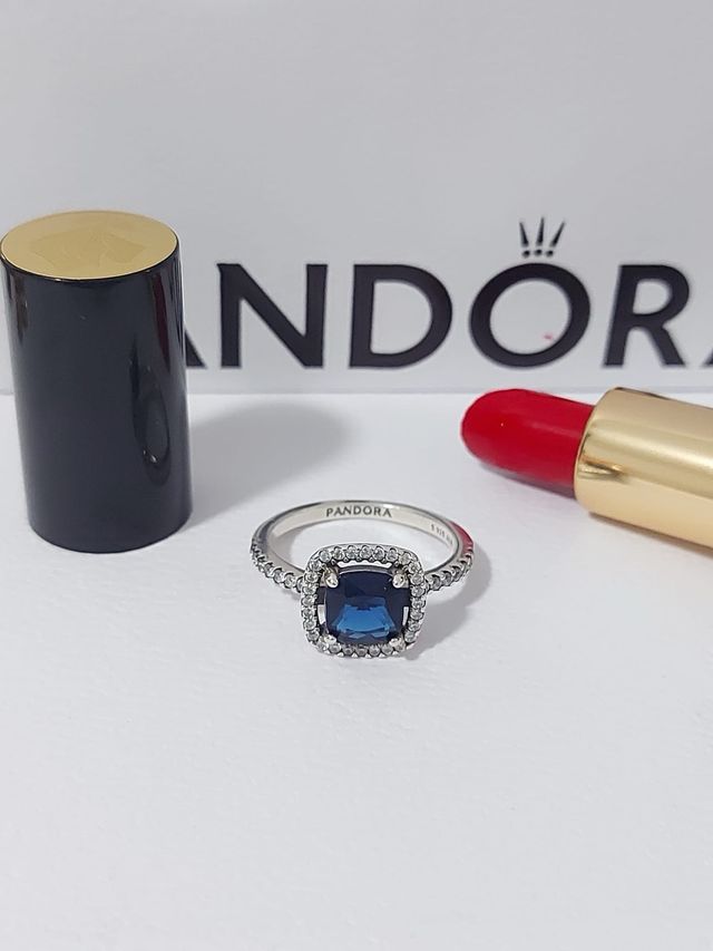 Anillo Pandora Azul Plata