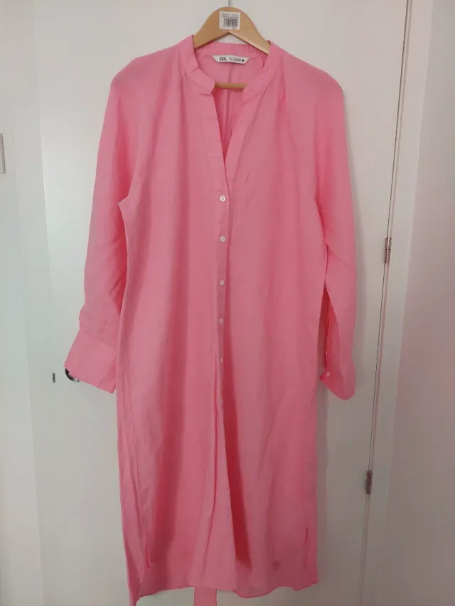 Vestido camisero rosa Zara