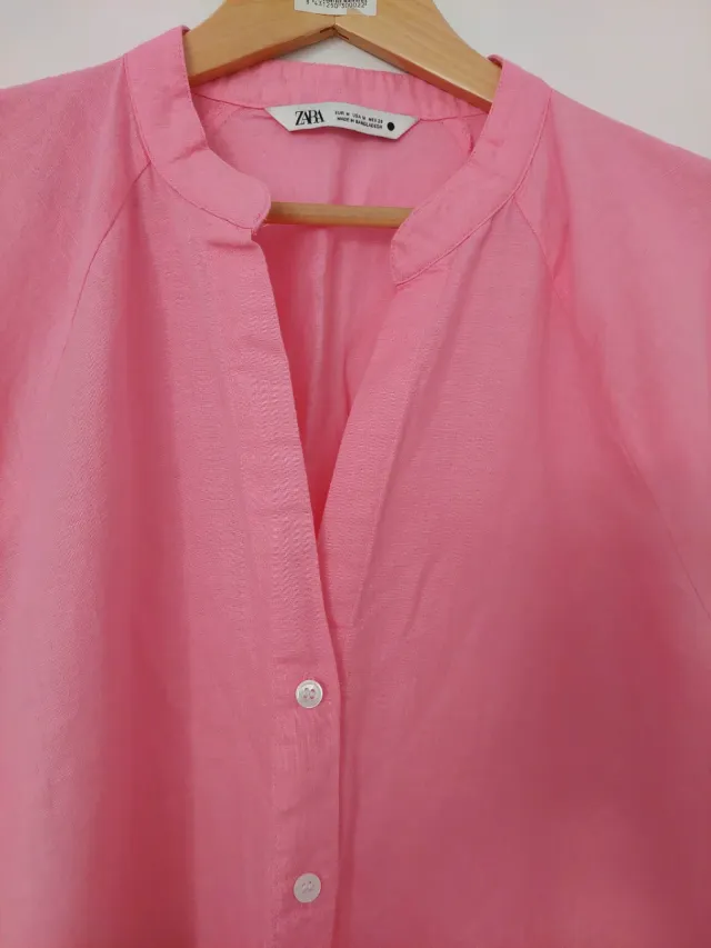 Vestido camisero rosa Zara