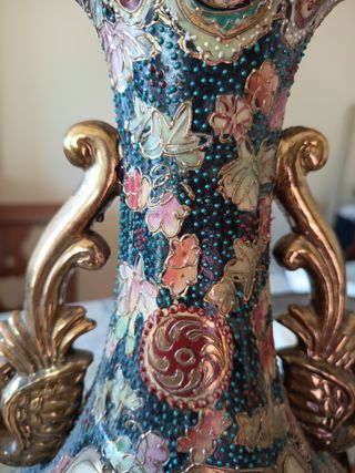 Jarrón porcelana santsuma motivos japoneses