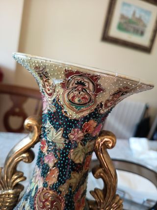 Jarrón porcelana santsuma motivos japoneses