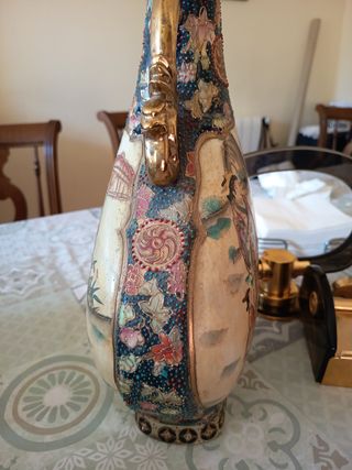 Jarrón porcelana santsuma motivos japoneses