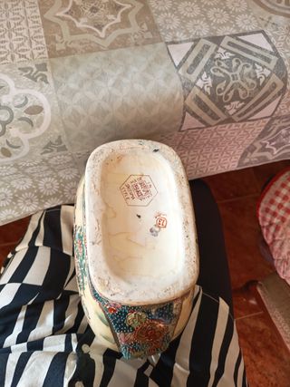 Jarrón porcelana santsuma motivos japoneses