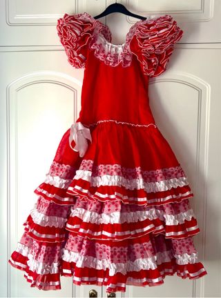Vestido Flamenco Niña Rojo y Blanco