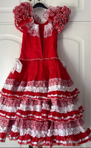 Vestido Flamenco Niña Rojo y Blanco