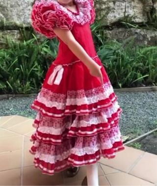 Vestido Flamenco Niña Rojo y Blanco
