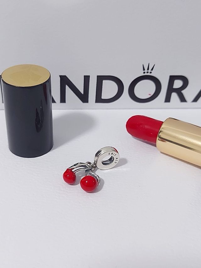 Charm Pandora Cerezas Roja y Plateada