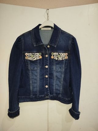 Chaqueta vaquera mujer KISS PINK pedrería